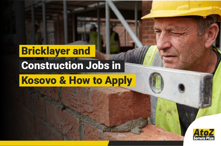 Bricklayer working on a construction project in Kosovo