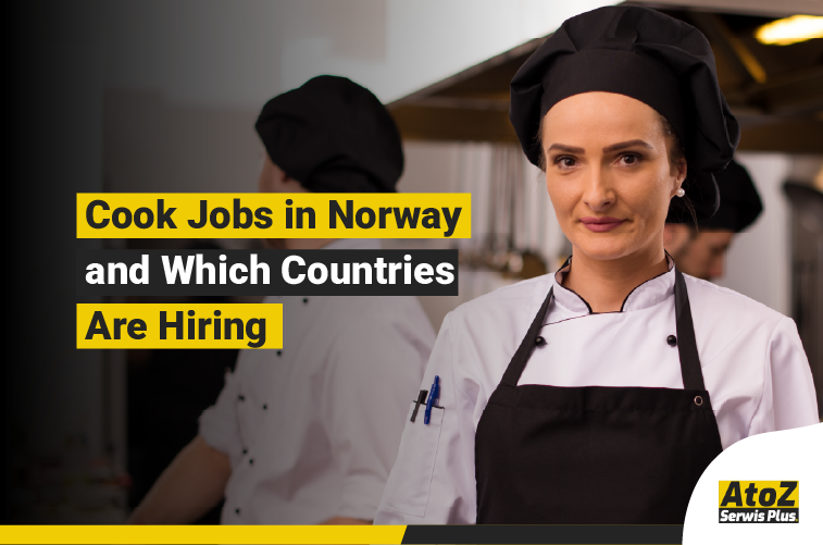 Cook preparing food in a professional kitchen in Norway