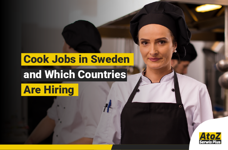 Cook preparing food in a professional kitchen in Sweden