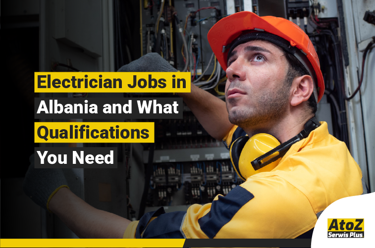 Qualified electrician working on an electrical installation in Albania