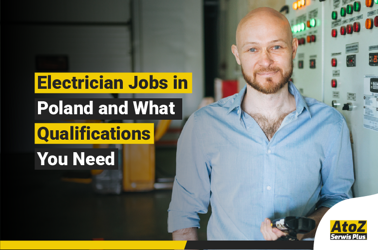 Qualified electrician working on an electrical installation in Poland