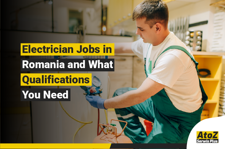 Qualified electrician working on an electrical installation in Romania