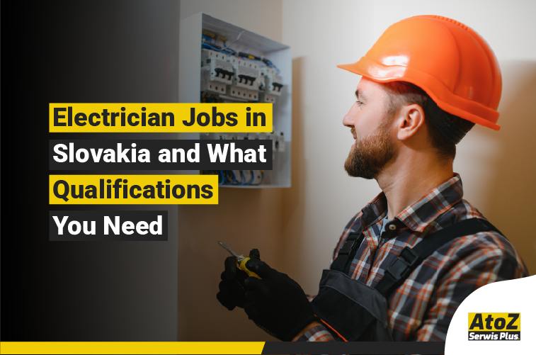 Qualified electrician working on an electrical installation in Slovakia