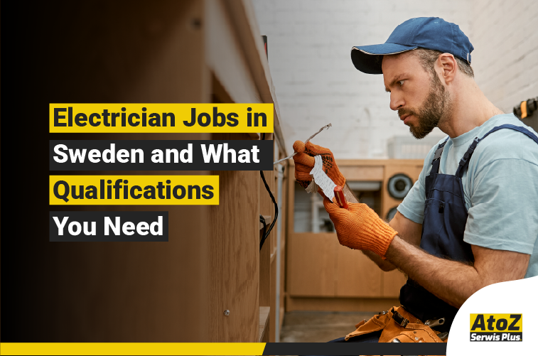 Qualified electrician working on an electrical installation in Sweden