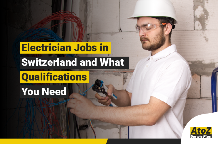 Qualified electrician working on an electrical installation in Switzerland