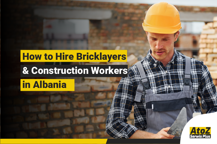 Skilled bricklayers and construction workers on a building site in Albania