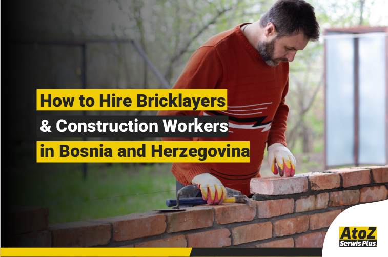 Skilled bricklayers and construction workers on a building site in Bosnia and Herzegovina