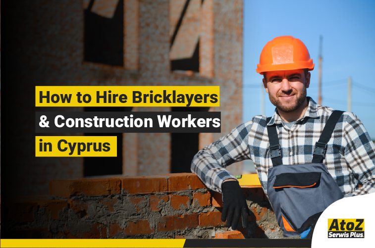 Skilled bricklayers and construction workers on a building site in Cyprus