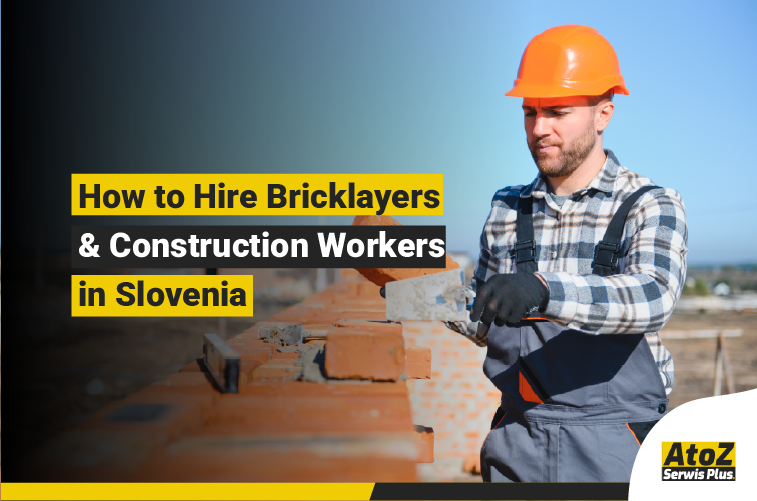Skilled bricklayers and construction workers on a building site in Slovenia
