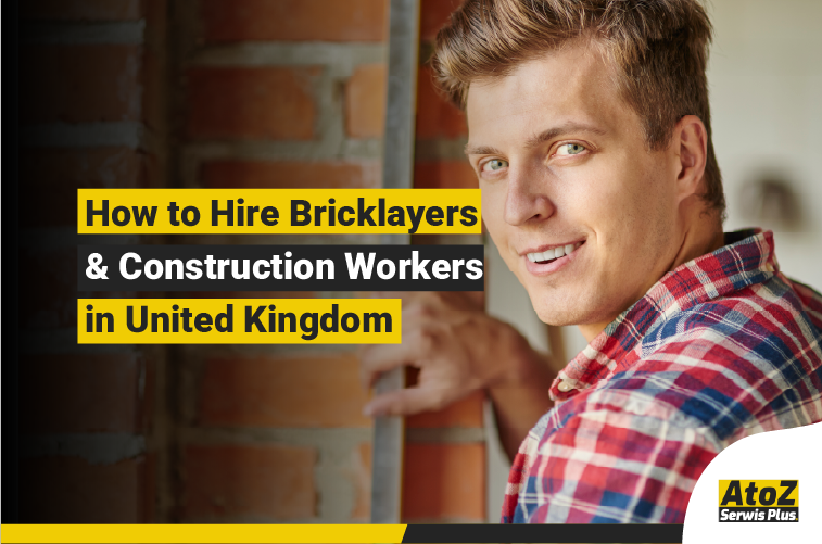 Skilled bricklayers and construction workers on a building site in United Kingdom