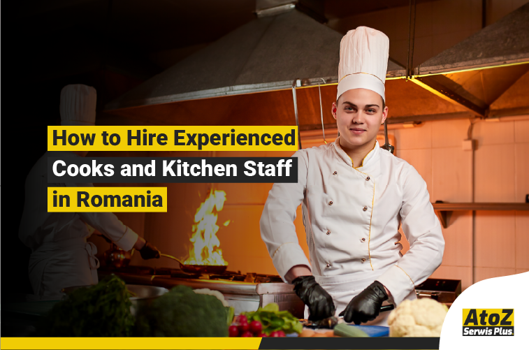 Experienced cooks and kitchen staff working in a professional kitchen in Romania