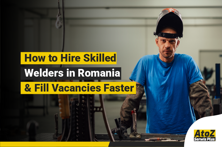 Skilled welder performing industrial welding in Romania