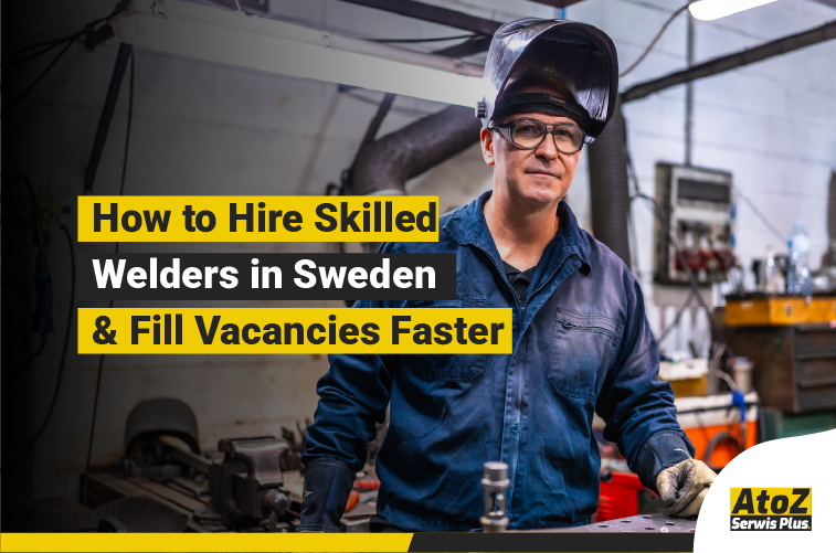 Skilled welder performing industrial welding in Sweden