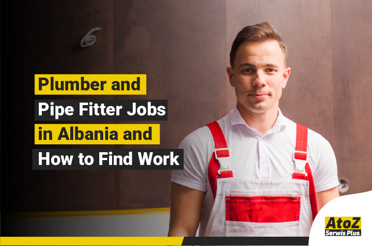 Plumber and pipe fitter working on an installation in Albania