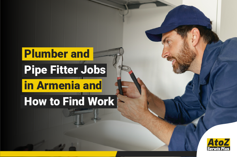 Plumber and pipe fitter working on an installation in Armenia