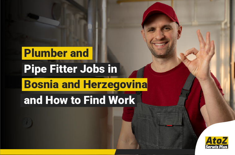 Plumber and pipe fitter working on an installation in Bosnia and Herzegovina