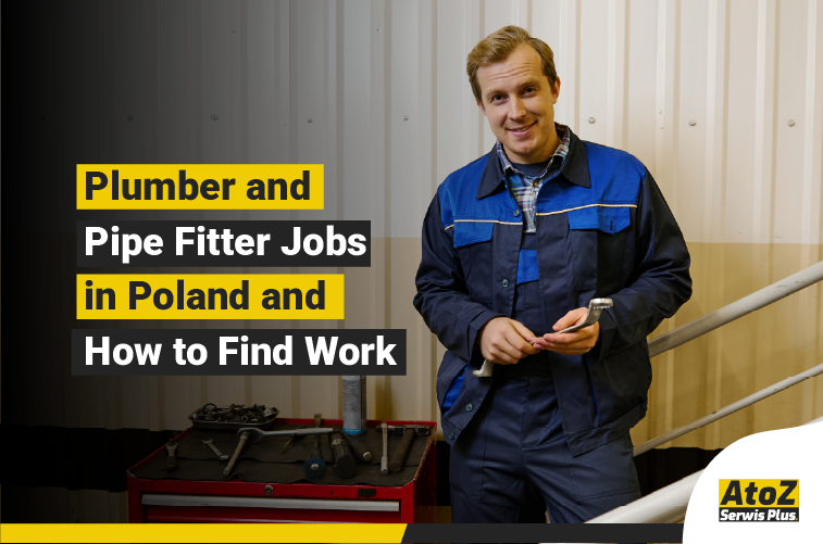 Plumber and pipe fitter working on an installation in Poland