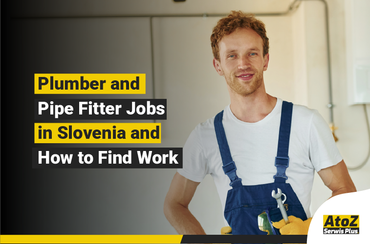 Plumber and pipe fitter working on an installation in Slovenia