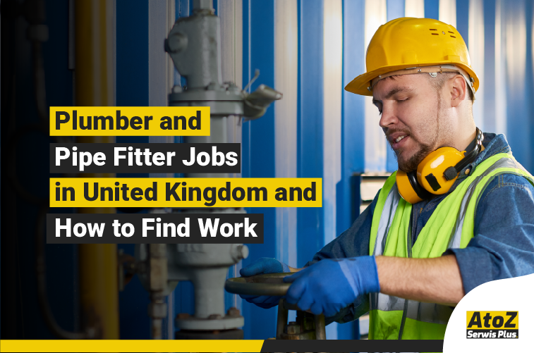 Plumber and pipe fitter working on an installation in United Kingdom