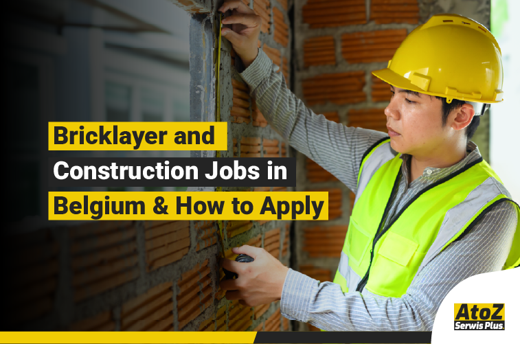 Bricklayer working on a construction project in Belgium