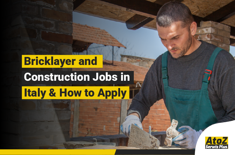 Bricklayer working on a construction project in Italy