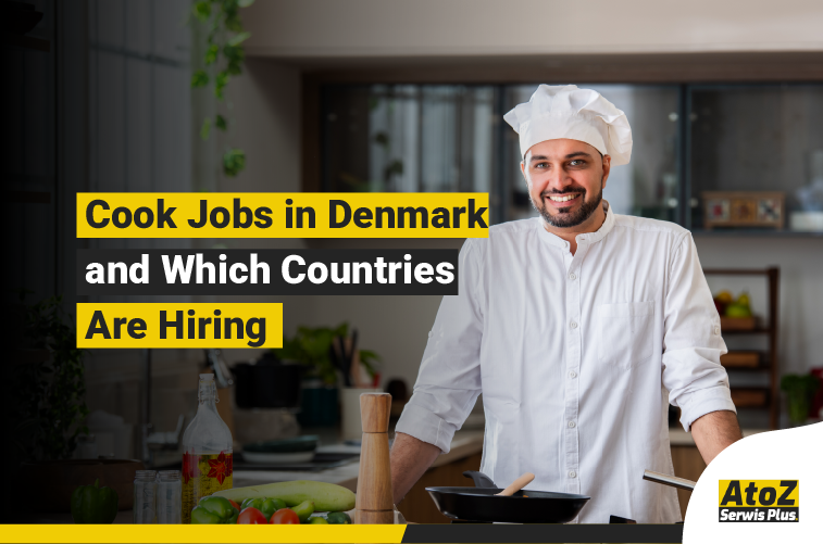 Cook preparing food in a professional kitchen in Denmark