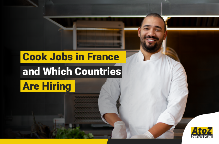 Cook preparing food in a professional kitchen in France