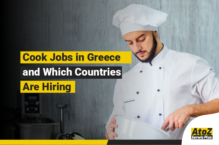 Cook preparing food in a professional kitchen in Greece