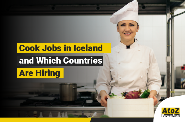 Cook preparing food in a professional kitchen in Iceland