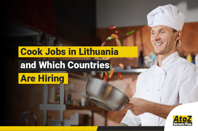 Cook preparing food in a professional kitchen in Lithuania