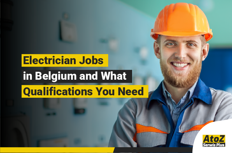 Qualified electrician working on an electrical installation in Belgium