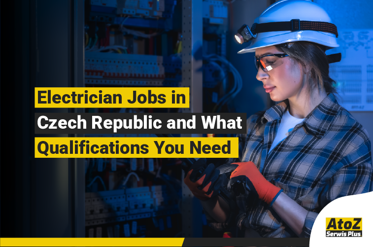 Qualified electrician working on an electrical installation in Czech Republic