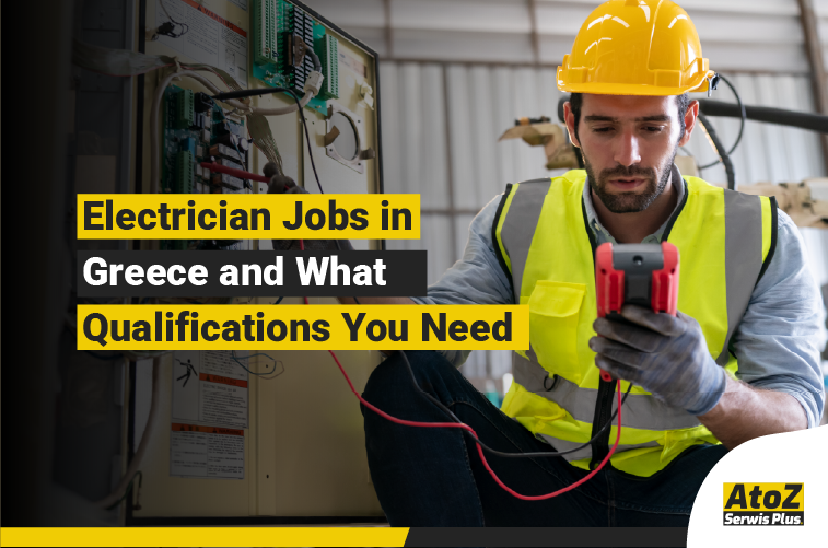 Qualified electrician working on an electrical installation in Greece