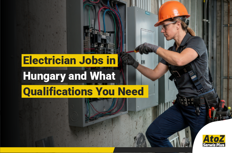 Qualified electrician working on an electrical installation in Hungary