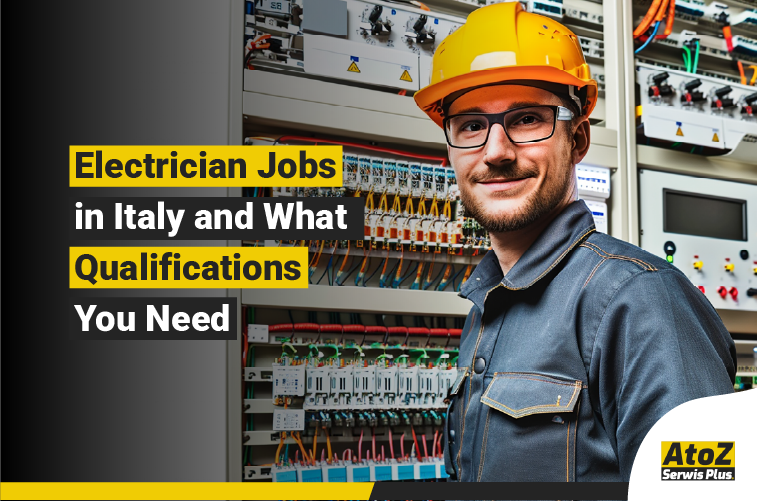 Qualified electrician working on an electrical installation in Italy