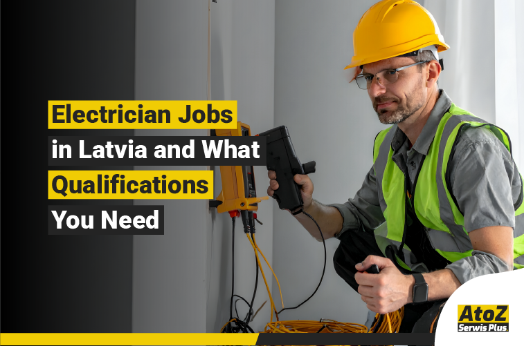 Qualified electrician working on an electrical installation in Latvia