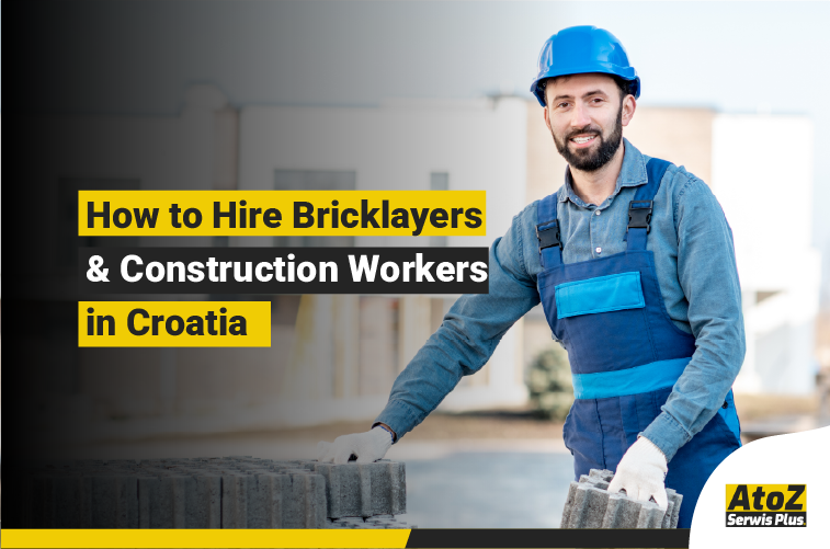 Skilled bricklayers and construction workers on a building site in Croatia