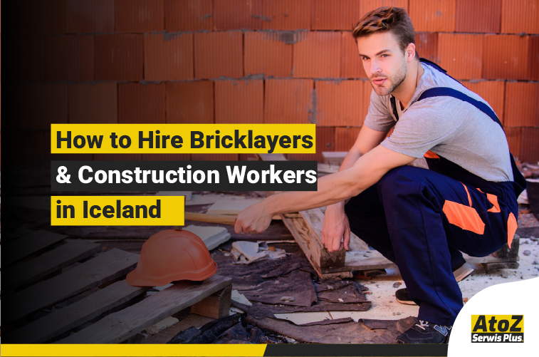 Skilled bricklayers and construction workers on a building site in Iceland