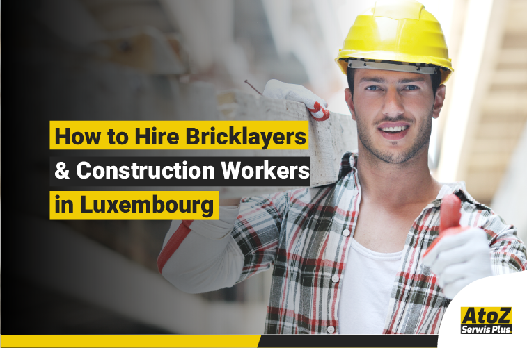 Skilled bricklayers and construction workers on a building site in Luxembourg