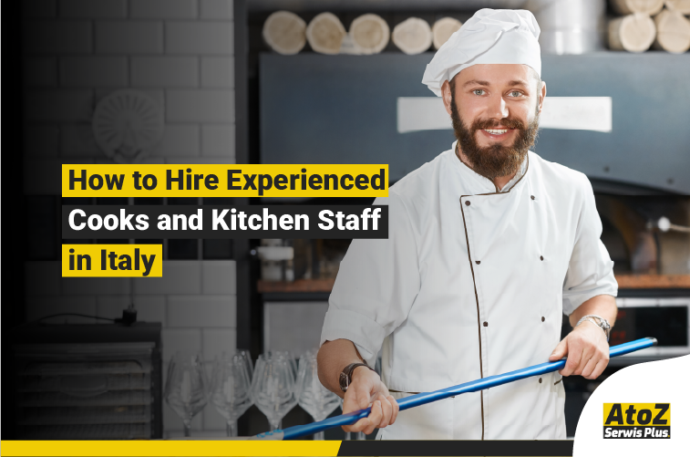 Experienced cooks and kitchen staff working in a professional kitchen in Italy