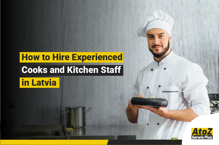 Experienced cooks and kitchen staff working in a professional kitchen in Latvia