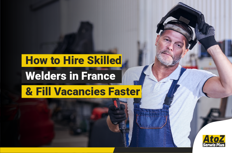 Skilled welder performing industrial welding in France