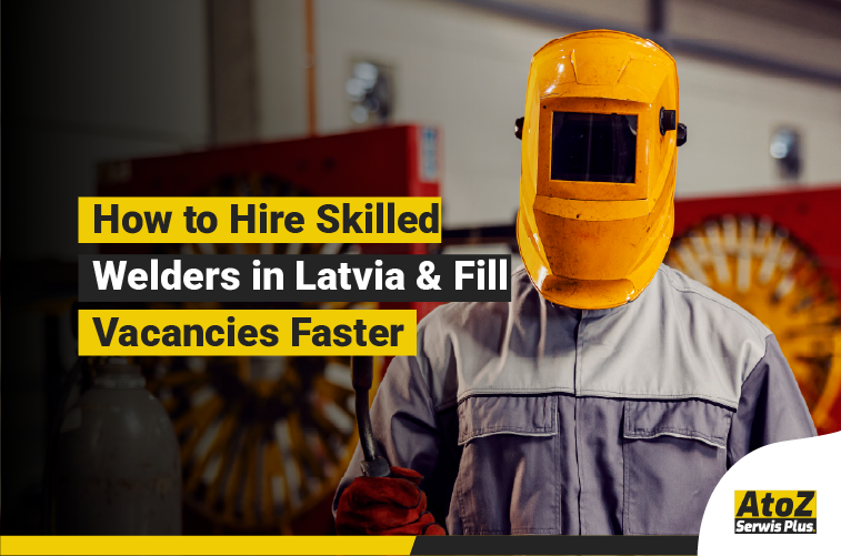 Skilled welder performing industrial welding in Latvia