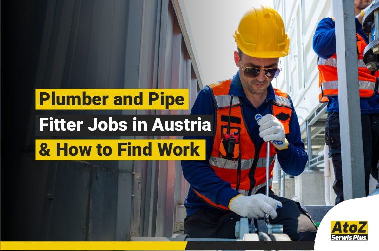Plumber and pipe fitter working on an installation in Austria