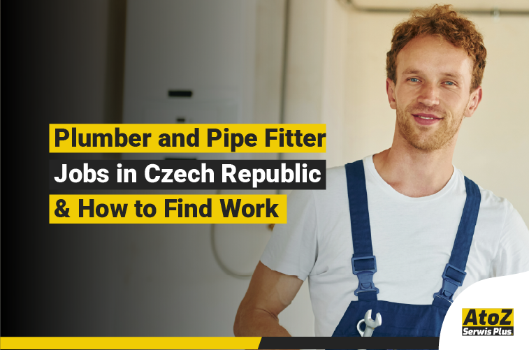 Plumber and pipe fitter working on an installation in Czech Republic