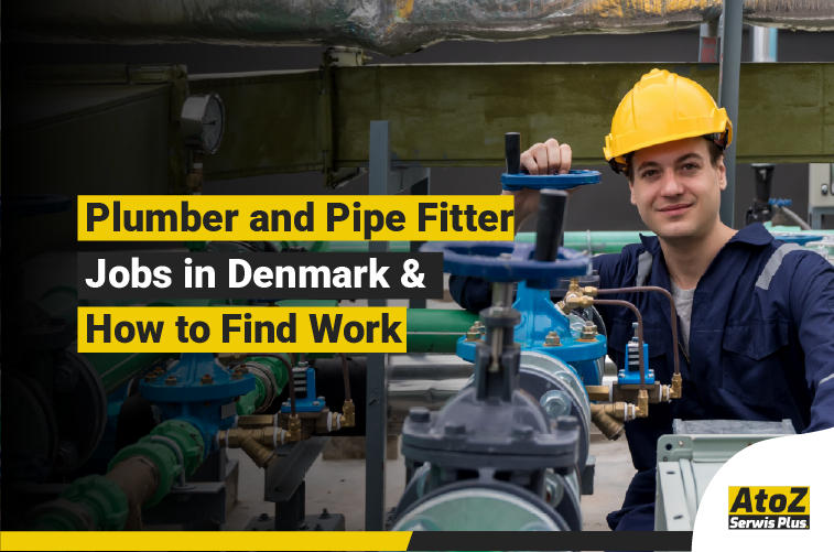 Plumber and pipe fitter working on an installation in Denmark