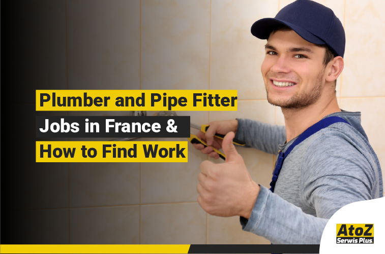 Plumber and pipe fitter working on an installation in France