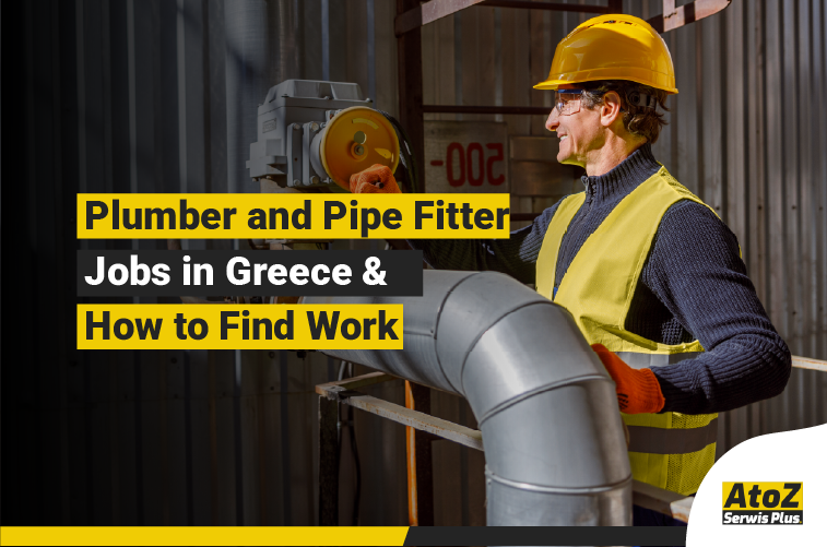 Plumber and pipe fitter working on an installation in Greece
