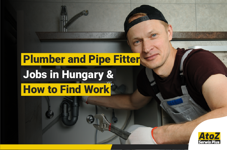 Plumber and pipe fitter working on an installation in Hungary