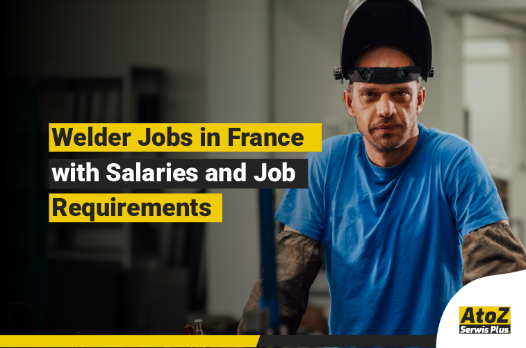 Welder performing industrial welding on a job in France